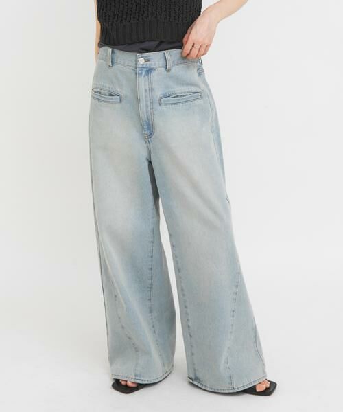KBF / ケービーエフ デニムパンツ | WIDEレッグアジャストデニム（ライトブルー）