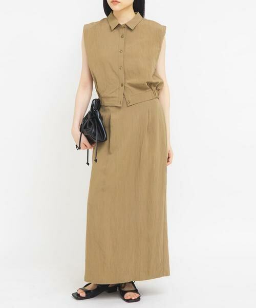 KBF / ケービーエフ セットアップ | タックブラウスSETスカート（カーキ）