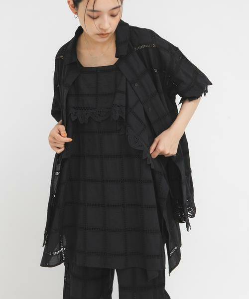 KBF / ケービーエフ ワンピース | 2WAYアイレットエンブロイダリーワンピース（ブラック）