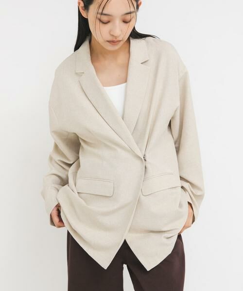 KBF / ケービーエフ その他アウター | リネンライクホックジャケット（ナチュラル）