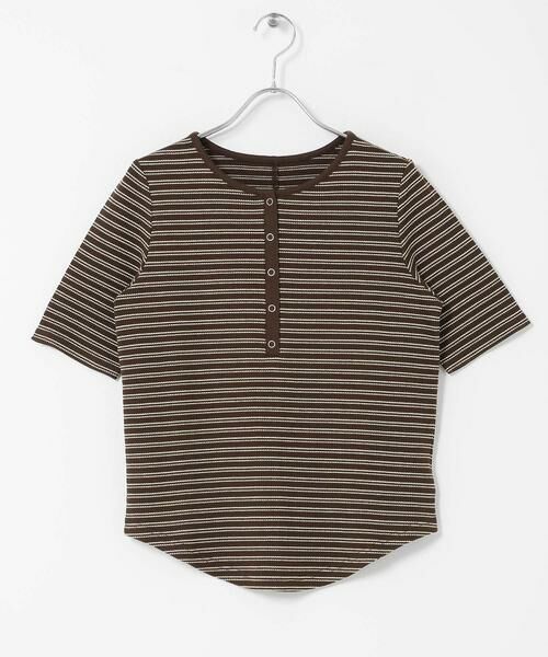 KBF / ケービーエフ Tシャツ | ワッフルボーダーヘンリネックTEE | 詳細8