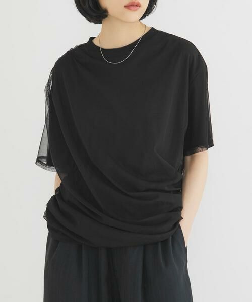KBF / ケービーエフ Tシャツ | シアーレイヤードTEE(ブラック)