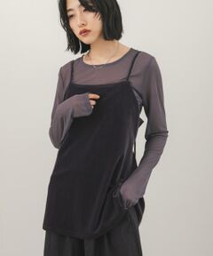 KBF / ケービーエフ Tシャツ | ベロアキャミソールSETシアートップス