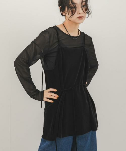 KBF / ケービーエフ Tシャツ | ベロアキャミソールSETシアートップス | 詳細10
