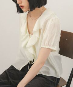 KBF / ケービーエフ シャツ・ブラウス | フリルVネックブラウス