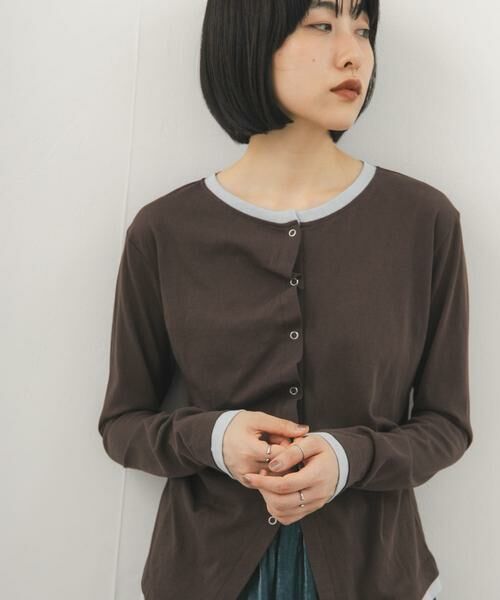KBF / ケービーエフ Tシャツ | バイカラーアシメタックトップス | 詳細1