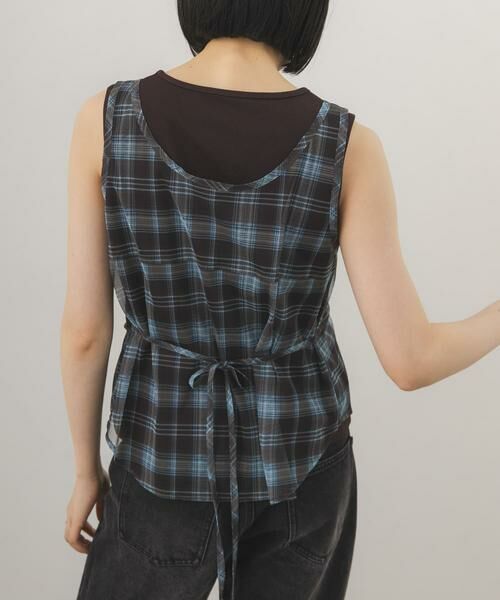 KBF / ケービーエフ タンクトップ | シアーチェックベストSETトップス（ブラウン系その他）