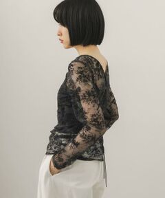 KBF / ケービーエフ Tシャツ | 2WAYフロッキーフラワートップス