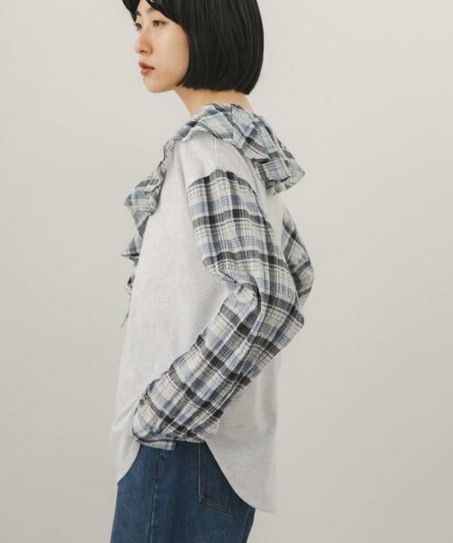 KBF / ケービーエフ Tシャツ | チェックフリルドッキングトップス | 詳細19