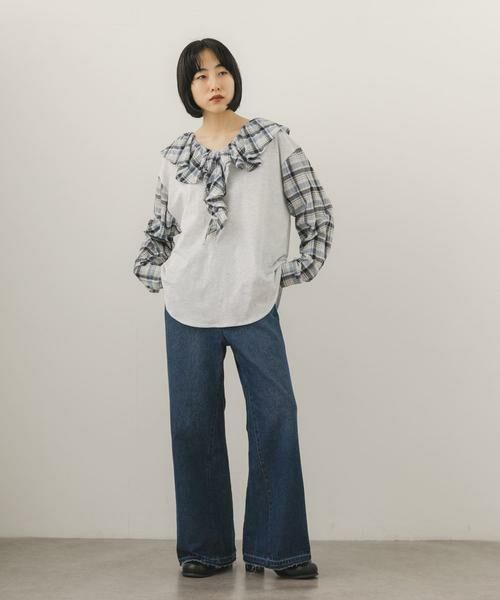 KBF / ケービーエフ Tシャツ | チェックフリルドッキングトップス | 詳細21