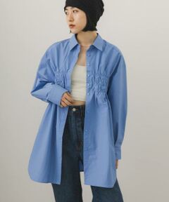 KBF / ケービーエフ ワンピース | フロントシャーリングシャツワンピース