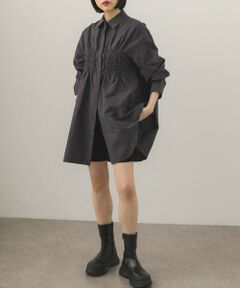 KBF / ケービーエフ ワンピース | フロントシャーリングシャツワンピース