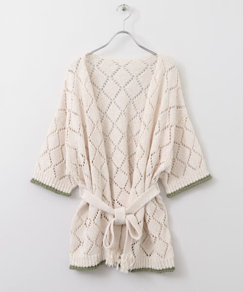 ＊＊KBF / ケービーエフ ニット・セーター | オープンワークガウンカーディガン∴（IVORY）