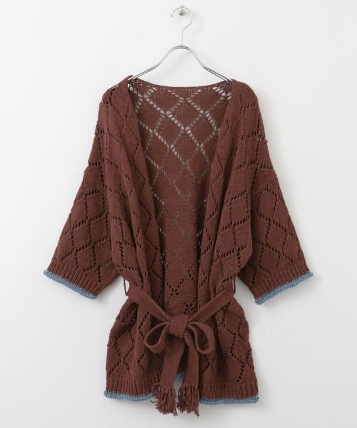 ＊＊KBF / ケービーエフ ニット・セーター | オープンワークガウンカーディガン∴（WINE）