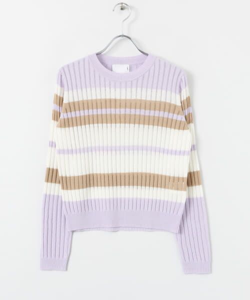 ＊＊KBF / ケービーエフ ニット・セーター | マルチボーダーリブニット∴（LILAC/BEG）