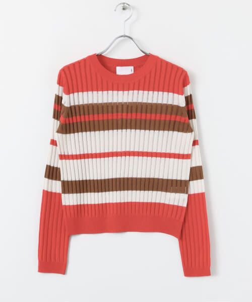 ＊＊KBF / ケービーエフ ニット・セーター | マルチボーダーリブニット∴（RED/BRN）