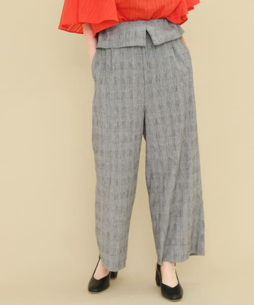 ＊＊KBF / ケービーエフ その他パンツ | ラップウエストイージーチェックパンツ∴（BLACK）