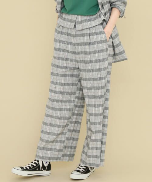 ＊＊KBF / ケービーエフ その他パンツ | ラップウエストイージーチェックパンツ∴（GRAY）