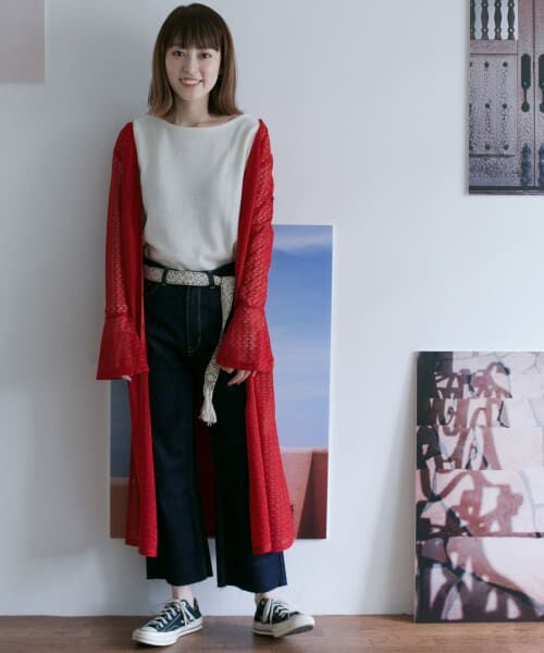 ＊＊KBF / ケービーエフ カーディガン・ボレロ | 2wayレースカーディガン（RED）