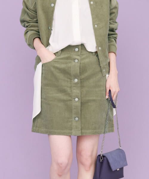 ＊＊KBF / ケービーエフ スカート | コーデュロイミニスカート∴（L.GREEN）