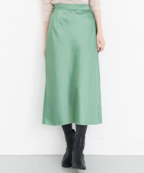 ＊＊KBF / ケービーエフ スカート | KBF+　バイアスサテンスカート∴（GREEN）
