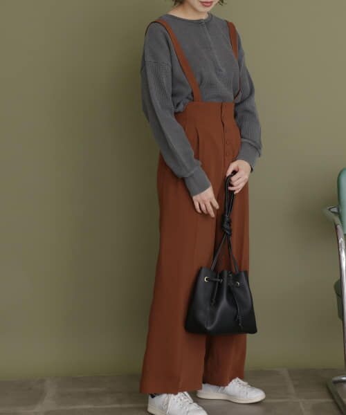 ＊＊KBF / ケービーエフ その他パンツ | フロントボタンサスペンダー付きパンツ（REDBROWN）