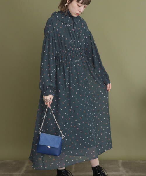 【KBF】ワンピース セール】 ドット×フラワー2wayシフォンワンピース （ワンピース