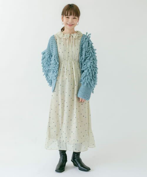【KBF】ワンピース セール】 ドット×フラワー2wayシフォンワンピース （ワンピース