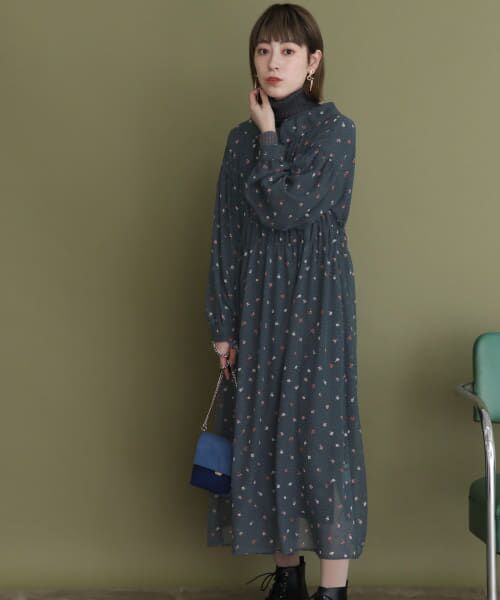 セール】 ドット×フラワー2wayシフォンワンピース （ワンピース