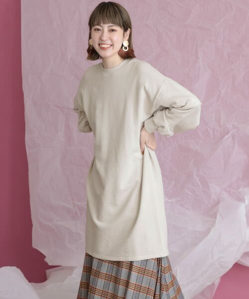 ＊＊KBF / ケービーエフ ワンピース | フェイクレイヤードスウェットワンピース（BEIGE）