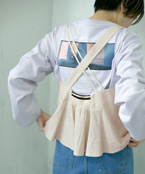 ＊＊KBF / ケービーエフ キャミソール・チューブトップ | ストライプアシンメトリーキャミソール∴（BEIGE）