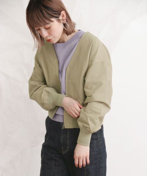 ＊＊KBF / ケービーエフ ブルゾン | Vネックブルゾン∴（BEIGE）