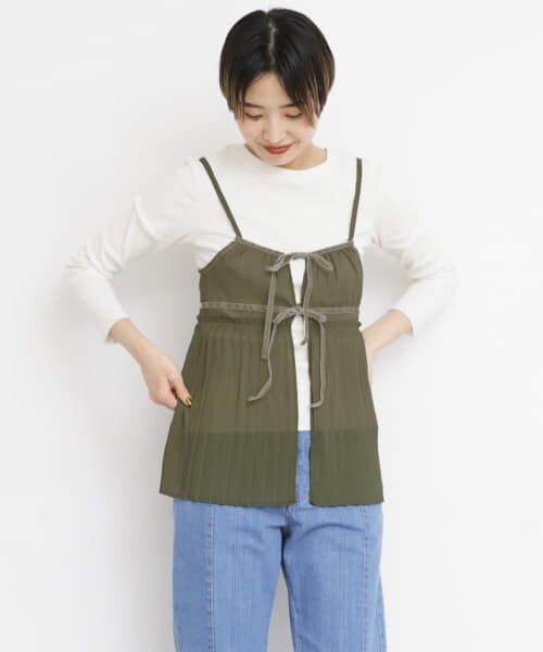 ＊＊KBF / ケービーエフ その他トップス | シフォンプリーツビスチェ∴（KHAKI）