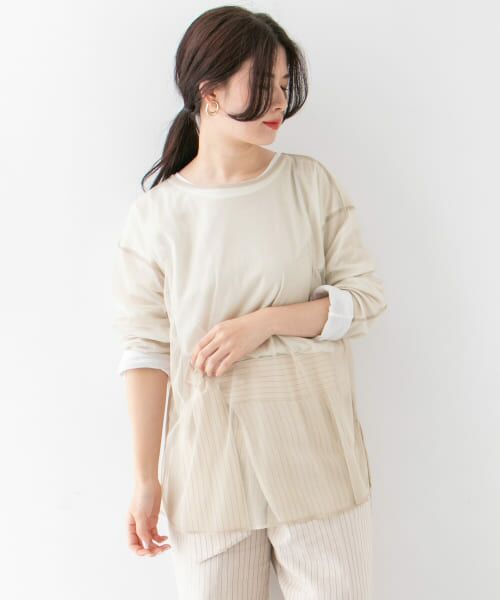 ＊＊KBF / ケービーエフ Tシャツ | チュールSETロングスリーブTシャツ∴（WHITE）