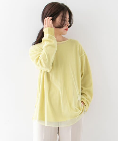＊＊KBF / ケービーエフ Tシャツ | チュールSETロングスリーブTシャツ∴（L.YELLOW）