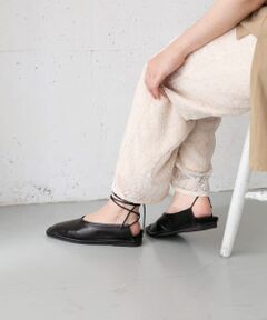 スクエアステッチレースアップパンプス∴