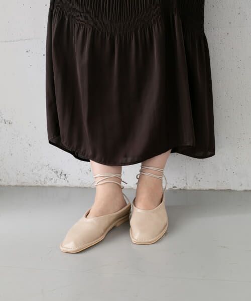 ＊＊KBF / ケービーエフ パンプス | スクエアステッチレースアップパンプス∴（BEIGE）