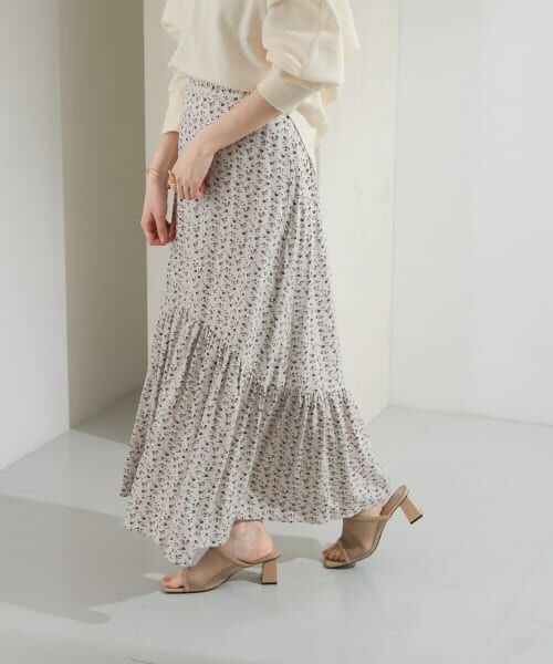 ＊＊KBF / ケービーエフ スカート | プリントロングティアードスカート（IVORY）