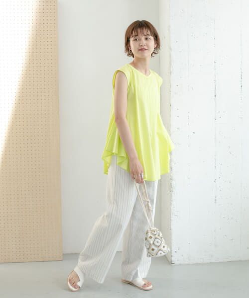 ＊＊KBF / ケービーエフ Tシャツ | ノースリーブフレアトップス（LIMEYELLOW）