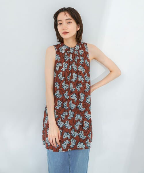 ＊＊KBF / ケービーエフ シャツ・ブラウス | DEVEAUXスタンドネックノースリーブ（BROWN）