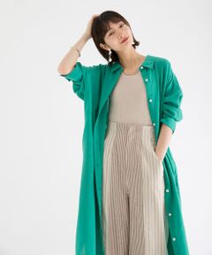 リネンMIXラウンドヘムシャツワンピース