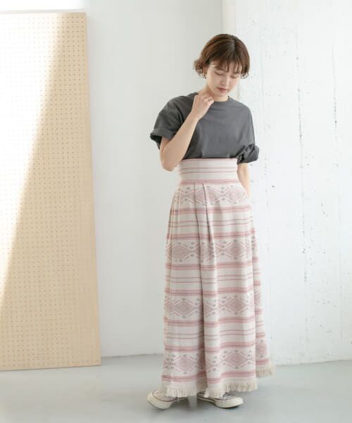 ＊＊KBF / ケービーエフ スカート | エスニック柄ボリュームスカート（RED）