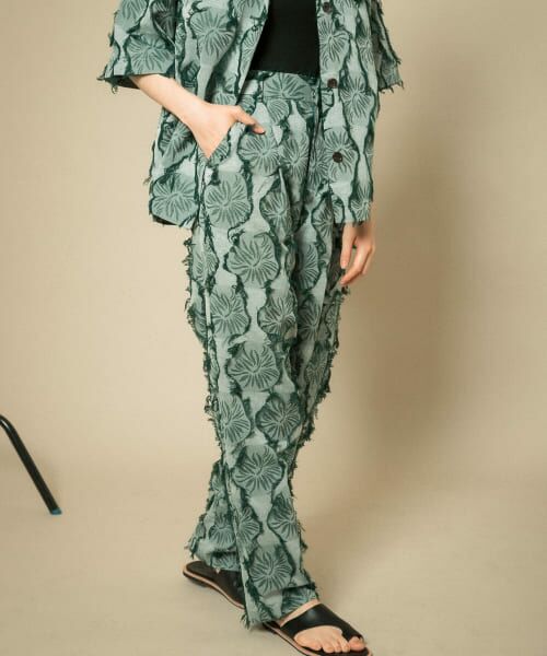 ＊＊KBF / ケービーエフ その他パンツ | カットジャガードワイドパンツ（GREEN）