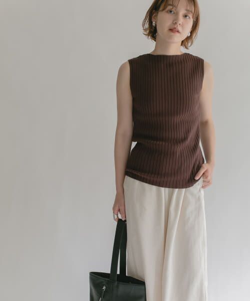 ＊＊KBF / ケービーエフ タンクトップ | ボートネックRIBニットタンクトップ（D.BROWN）