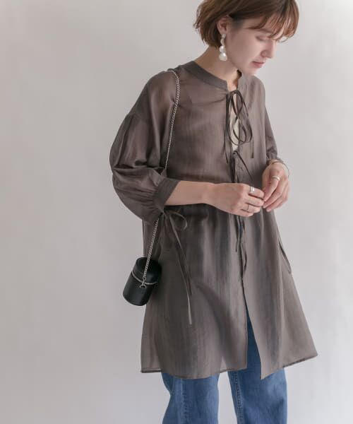 ＊＊KBF / ケービーエフ シャツ・ブラウス | 2WAYリボンチュニック（CHARCOAL）