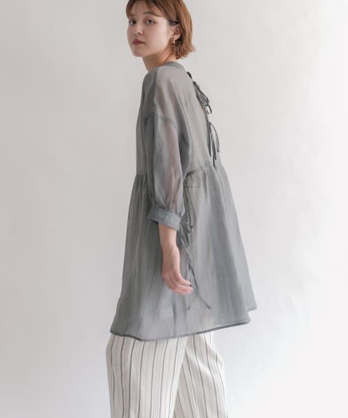 ＊＊KBF / ケービーエフ シャツ・ブラウス | 2WAYリボンチュニック（BLUE GRAY）