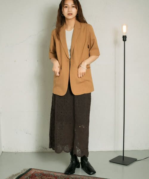 セール】 リネンライクハーフスリーブジャケット （その他