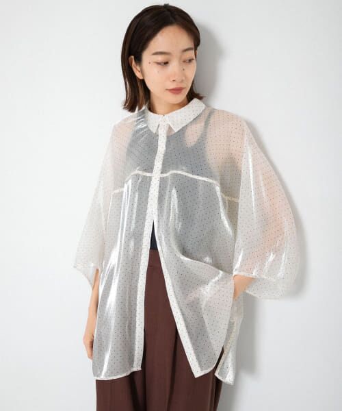 ＊＊KBF / ケービーエフ シャツ・ブラウス | ドットシースルーシャツ（IVORY）