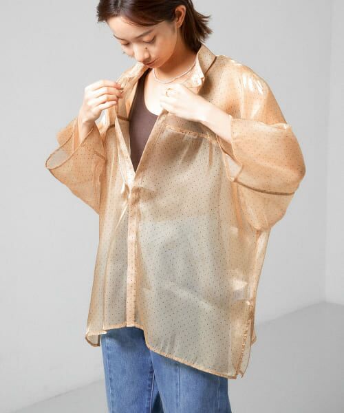 ＊＊KBF / ケービーエフ シャツ・ブラウス | ドットシースルーシャツ（BEIGE）