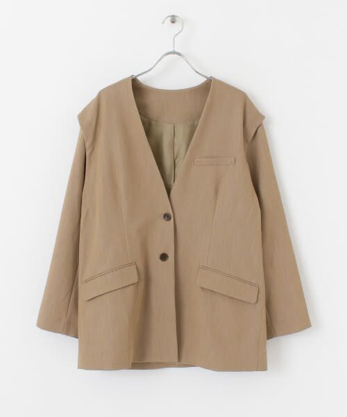 【美品】TODAYFUL トゥデイフル ケープ風 2wayノーカラージャケット 美品】TODAYFUL トゥデイフル ケープ風 2wayノーカラー